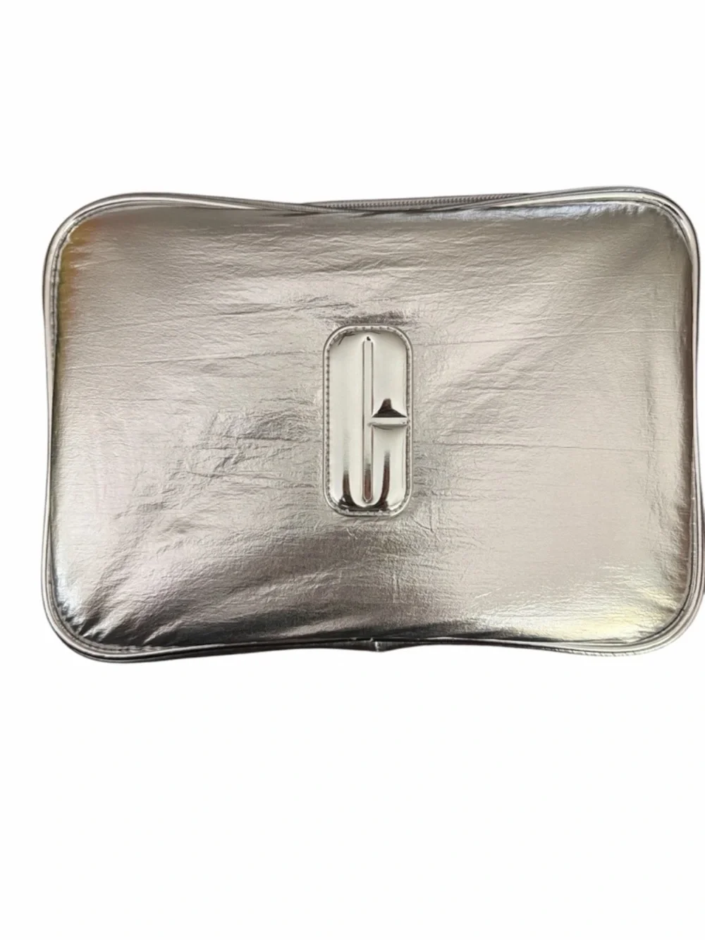 Clinique Fluffy Makeup Train Case Bag + 2 Removable Small Bags ~ Sliver